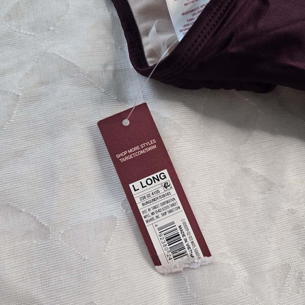 NWT Merona Purple Solid Halter One Piece Swimsuit L Tall Mesh Cutout Padded - Picture 10 of 11